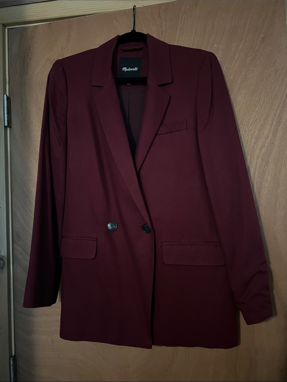 Madewell Double-Breasted Wine Blazer